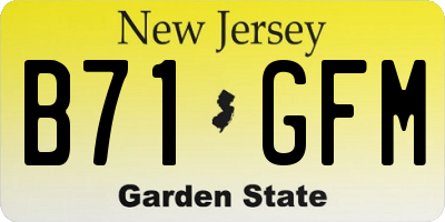 NJ license plate B71GFM