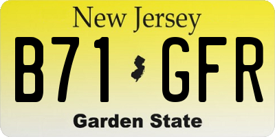 NJ license plate B71GFR