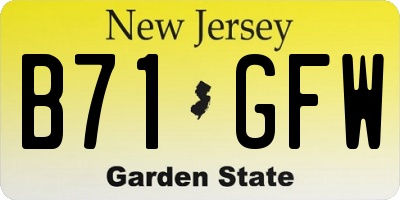 NJ license plate B71GFW