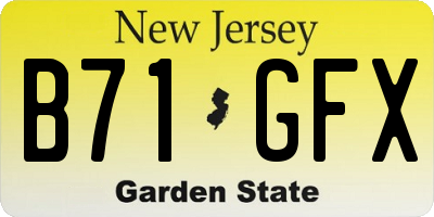 NJ license plate B71GFX