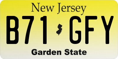 NJ license plate B71GFY