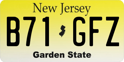 NJ license plate B71GFZ
