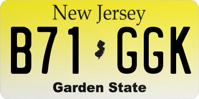 NJ license plate B71GGK