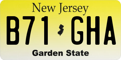 NJ license plate B71GHA