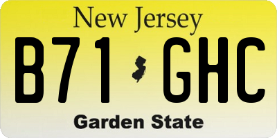 NJ license plate B71GHC