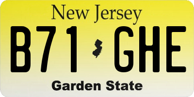 NJ license plate B71GHE
