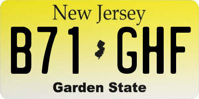 NJ license plate B71GHF