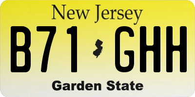 NJ license plate B71GHH