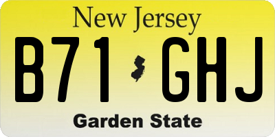 NJ license plate B71GHJ