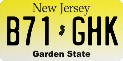 NJ license plate B71GHK