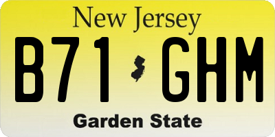 NJ license plate B71GHM