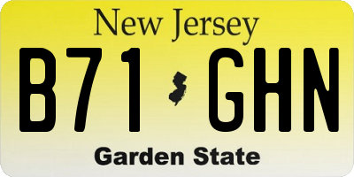 NJ license plate B71GHN