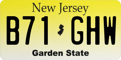 NJ license plate B71GHW