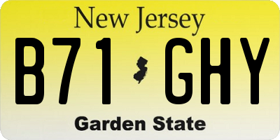 NJ license plate B71GHY