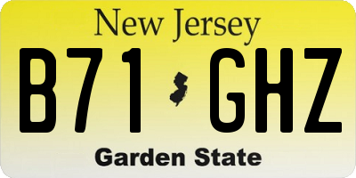 NJ license plate B71GHZ