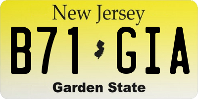 NJ license plate B71GIA