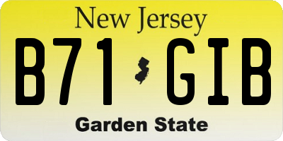 NJ license plate B71GIB