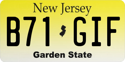 NJ license plate B71GIF