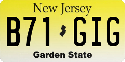 NJ license plate B71GIG