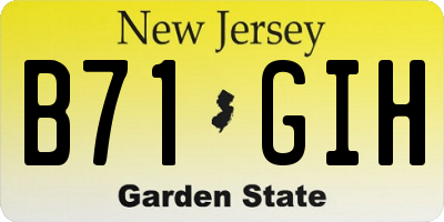 NJ license plate B71GIH