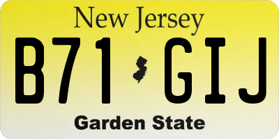 NJ license plate B71GIJ