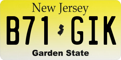 NJ license plate B71GIK