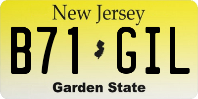 NJ license plate B71GIL