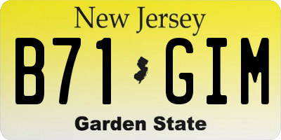 NJ license plate B71GIM