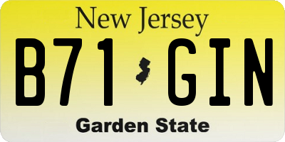 NJ license plate B71GIN