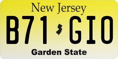 NJ license plate B71GIO