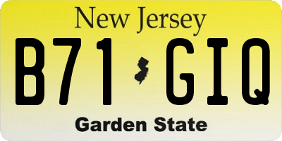 NJ license plate B71GIQ