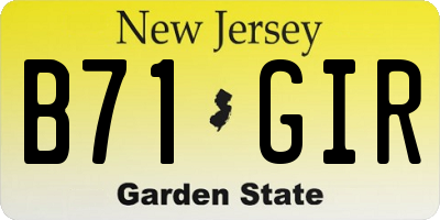 NJ license plate B71GIR