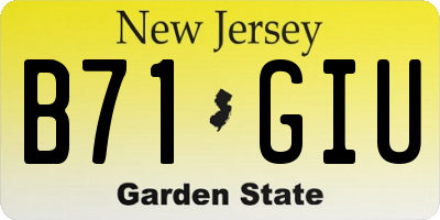 NJ license plate B71GIU