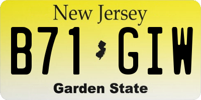 NJ license plate B71GIW