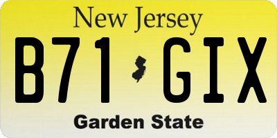 NJ license plate B71GIX