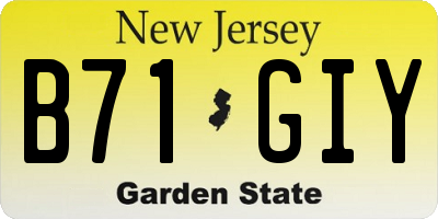NJ license plate B71GIY