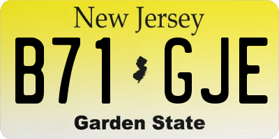 NJ license plate B71GJE