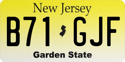 NJ license plate B71GJF