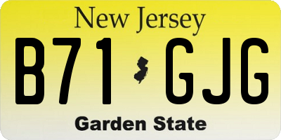 NJ license plate B71GJG