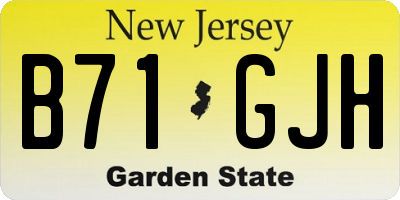 NJ license plate B71GJH