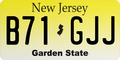 NJ license plate B71GJJ