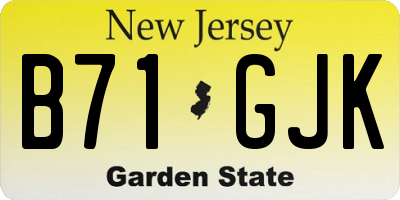 NJ license plate B71GJK