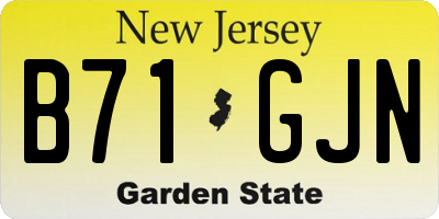 NJ license plate B71GJN