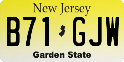 NJ license plate B71GJW