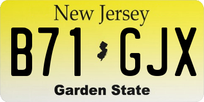 NJ license plate B71GJX