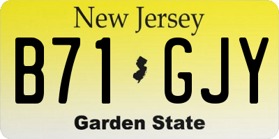 NJ license plate B71GJY