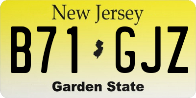 NJ license plate B71GJZ