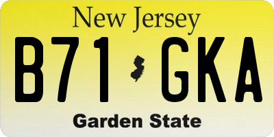 NJ license plate B71GKA
