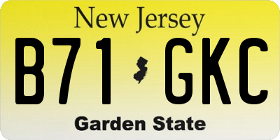 NJ license plate B71GKC