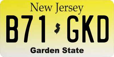 NJ license plate B71GKD